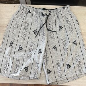 Adidas Heather Gray Logo Pattern Shorts